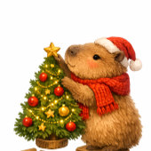 Kerst Capybara Versiert Boom Zandsteen Onderzetter