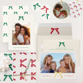 RED bow CREAM inkt vrolijkste kerstfoto Feestdagenkaart