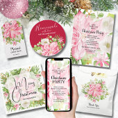 Waterverf van de kerstbruiloft Poinsettia All In One Uitnodiging