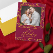 Kerst hulst en rode bessen grijs groen cadeaupapier (Personaliseer de collectie van deze zelfstandige maker.)