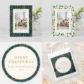 Kerstmis Holly Botanical Greenery Return Address Etiket