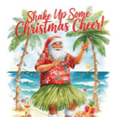 Kerstman op Hawaii Beach voor Kerstmis Feestdagenkaart