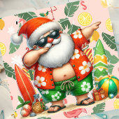 Kerstmis in juli met de kerstman bij het strand ronde button 3,2 cm