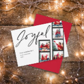 Modern minimaal script multi-photokerstblauw folie feestdagenkaart