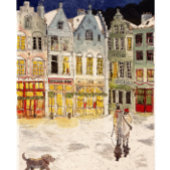 Kerstmarkt België Retrogeïnspireerde Waterverf Poster