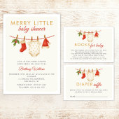 Kerst Vrolijk Klein Baby shower Luier Raffle Informatiekaartje