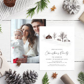 Kerstmis Monochrome Winter Landschap Niet Foto Briefkaart