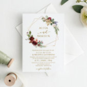 Kerstbruiloft Winter Rode krans Waterverf Servet