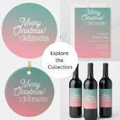 Kerstfeest Groen Roze Ombre Kaart