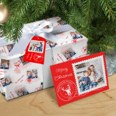 Kerstpostzegel Moderne Foto Rood Vierkante Sticker