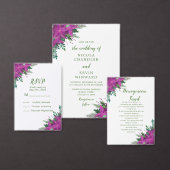 Kerst paarse Poinsettia Bloemen Trouwmenu Menu (Personaliseer de collectie van deze zelfstandige maker.)