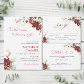 Kerst Rode Bloemige Trouwmenu Menu (Personaliseer de collectie van deze zelfstandige maker.)