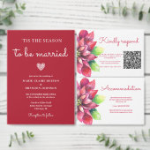 Kerstvakantie Winter Red Flat Wedding Kaart (Personaliseer de collectie van deze zelfstandige maker.)