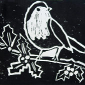 Kerstmis Roodborst, groene hulst rode bessen Feestdagenkaart