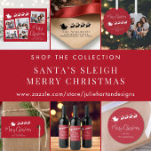 Vrolijk Kerstmis Santa Rendier Sleigh Rood Ronde Sticker