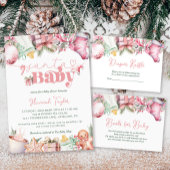 Kerst Baby shower Roze Dank u Favor Ronde Sticker