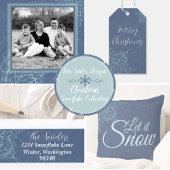 Elegant Winter Snowflake Design in Blauw Feestdagen Kaart