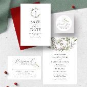 Aangepaste bruiloft RSVP kaarten Winter Botanicals