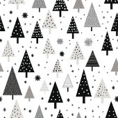 Elegant zwart-wit kerstboom patroon cadeaupapier