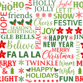 Kerst Typografie Rood & Groen Naadloos Patroon Vierkante Button 5,1 Cm