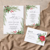 Kerst Rode Bessen Huwelijk QR Code RSVP Informatiekaartje (Personaliseer de collectie van deze zelfstandige maker.)