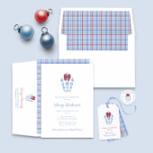 Smart Blue and White Ginger Jar Red Bow Feestdagen Tissuepapier