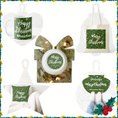 Groen Wit Eenvoudig Modern Sneeuwvlokken Kerstmis Etiket