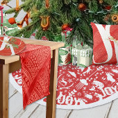 Modern Trendy Red Winter Geometric Pattern Korte Tafelloper