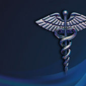 Chrome 3D Medical Dark Holographic Caduceus Bureau Naambordje