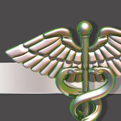 Chrome Holographic 3D Medical Caduceus Briefhoofd