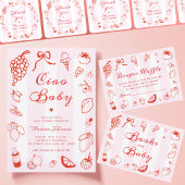 Ciao Baby Roze & Rode Hand getekend Italiaans Baby Vierkante Sticker