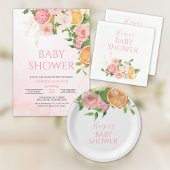 Citrus Roze Baby shower Luier Raffle Informatiekaartje