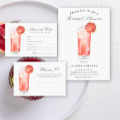 Watercolor Citrus Cocktail Bridal Shower Kaart