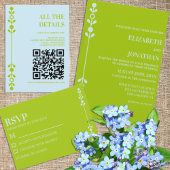 Citrus Green & Coastal Blue Wedding Uitnodigingen Wikkel