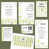 Modern Citrus Wildflower Stripe QR RSVP Informatiekaartje