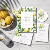 Citrus Lemon Floral Waterverf Save the Date Kaart