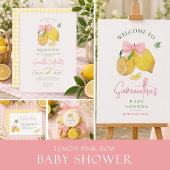 Limoen roze strik gingham ronde sticker