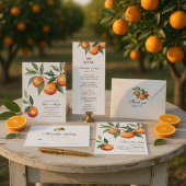 Citrus Wedding Program | Mediterranean Orange  Menu