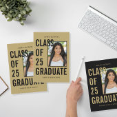 Klasse van 25 zwart en goud foto Afstuderen papier Servet