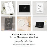 Classic Black & White Calligraphy Monogram Weddens Kaart