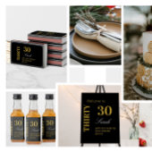 Elegant Zwart Goud 30 Verjaardag Cocktail Party Servet