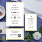 Black & Gold Monogram Wedding Ceremony Program Handwaaier