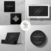 Minimalistisch Monogram QR Code Vierkante Visitekaartje