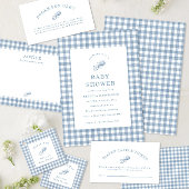 Classic Blue Gingham Boy Baby shower Luier Raffle Informatiekaartje