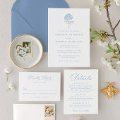 Classic Blue Calligraphy Wedding Details Informatiekaartje