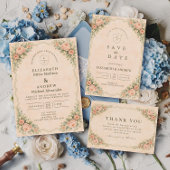 Classic Blush Rose Arch Wedding RSVP Kaartje