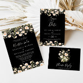 Classic Blush Wildflower Black 21e verjaardagsfees Kaart