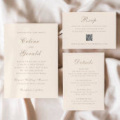 Celine Peach Elegant Wedding RSVP Kaartje