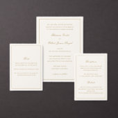 Classic Ivory and Gold Border Timeless Wedding Kaart (Personaliseer de collectie van deze zelfstandige maker.)