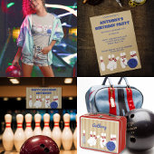 Bowling Ball and Pins Bowling Verjaardagsfeest Ronde Kartonnen Onderzetter